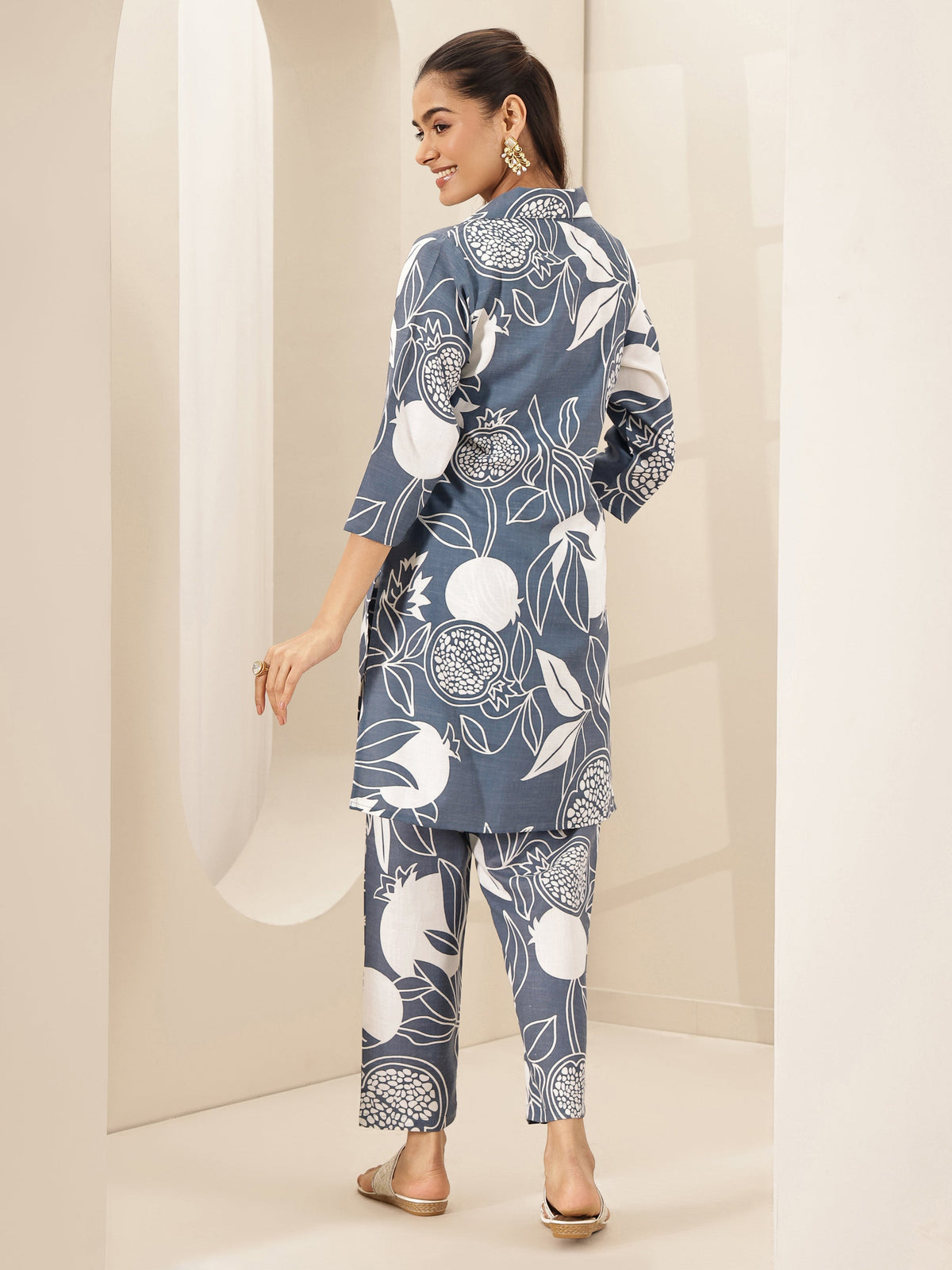 Libas Grey Printed Cotton Blend Co-Ord Sets