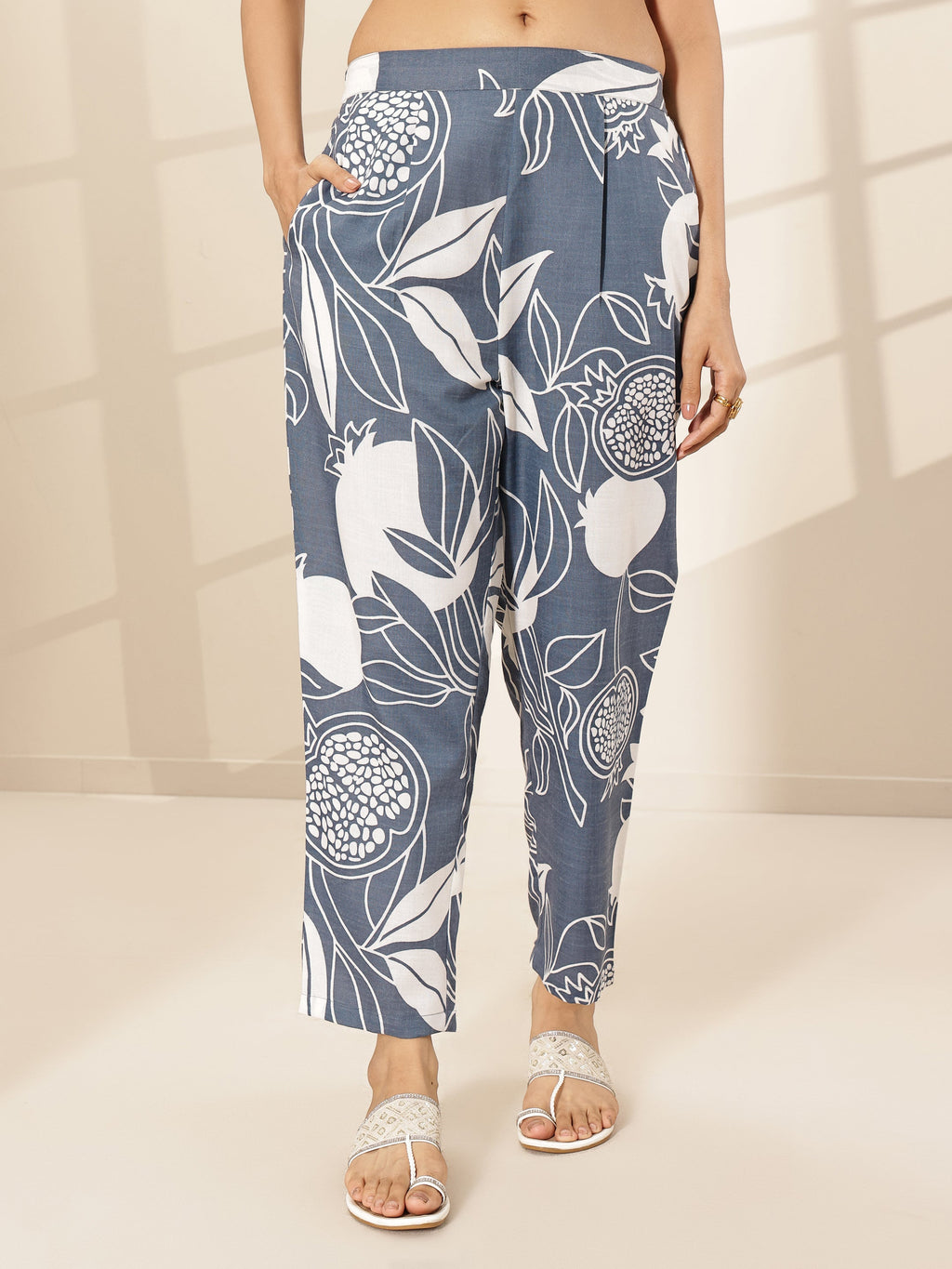 Libas Grey Printed Cotton Blend Co-Ord Sets