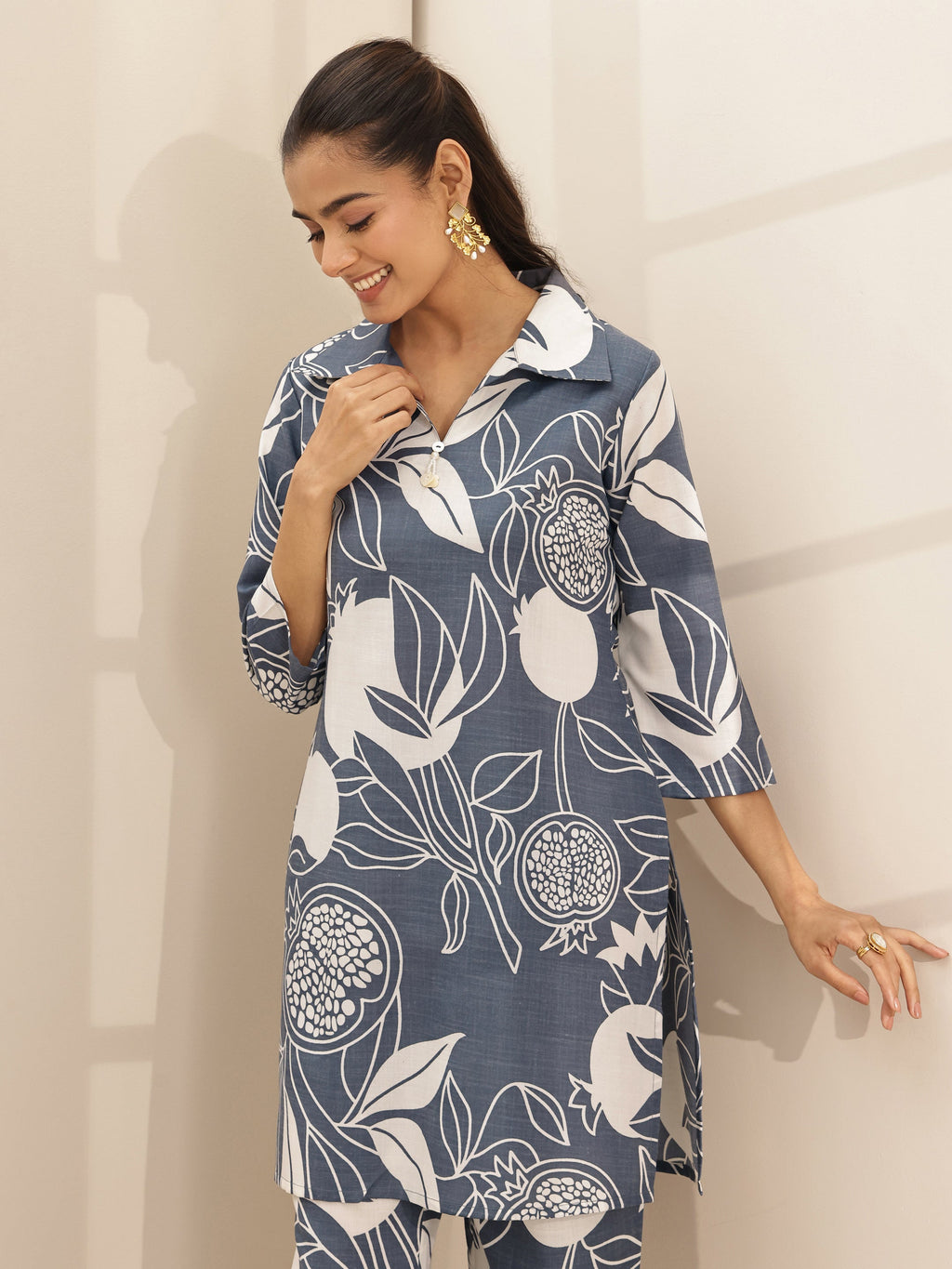 Libas Grey Printed Cotton Blend Co-Ord Sets