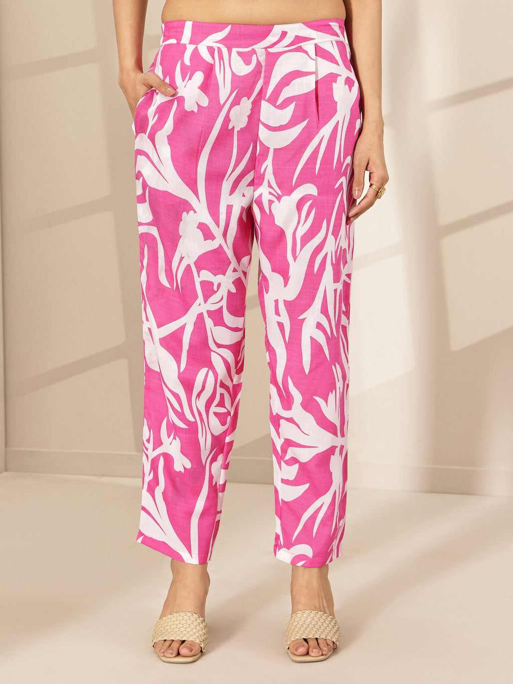 Libas Pink Printed Cotton Blend Co-Ord Sets