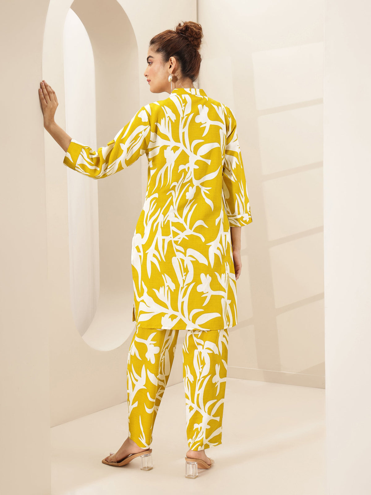 Libas Mustard Printed Cotton Blend Co-Ord Sets