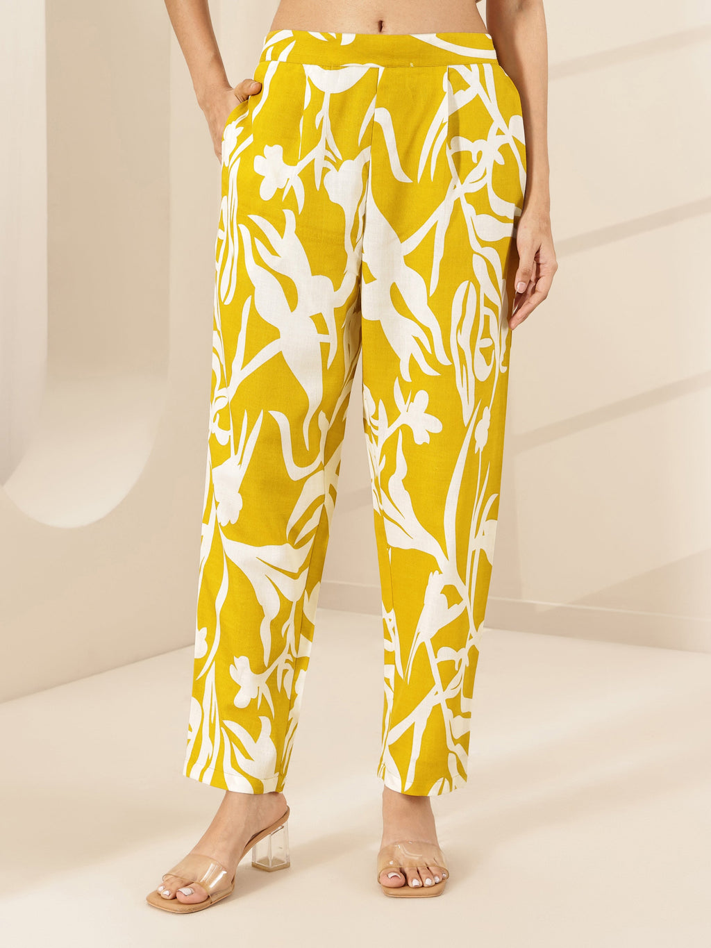 Libas Mustard Printed Cotton Blend Co-Ord Sets