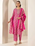 Libas Pink Printed Cotton Blend Straight Suit Sets With Dupatta