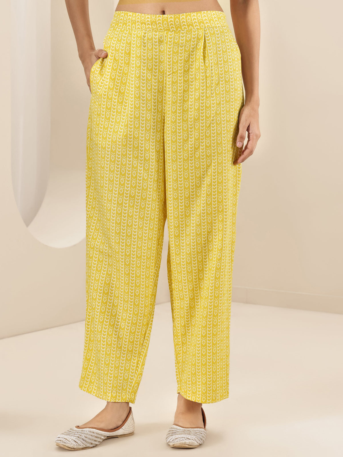 Libas Yellow Printed Cotton Blend Straight Suit Sets With Dupatta