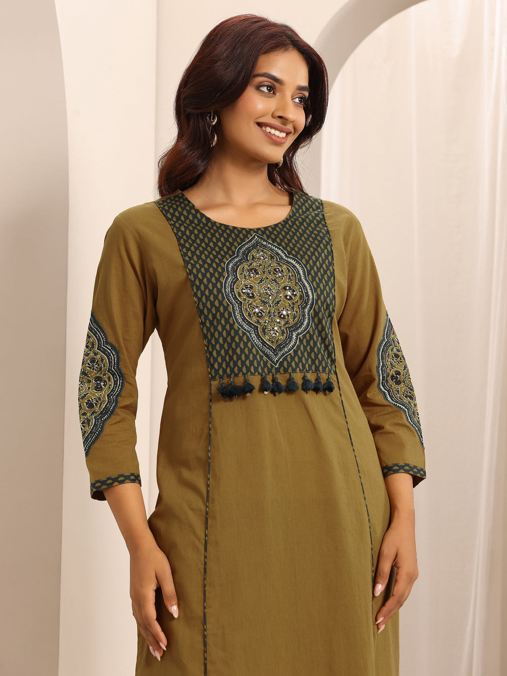 Libas Yellow Printed Cotton Blend Straight Suit Set With Dupatta