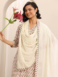 Libas White Printed Cotton Blend Straight Suit Set With Dupatta