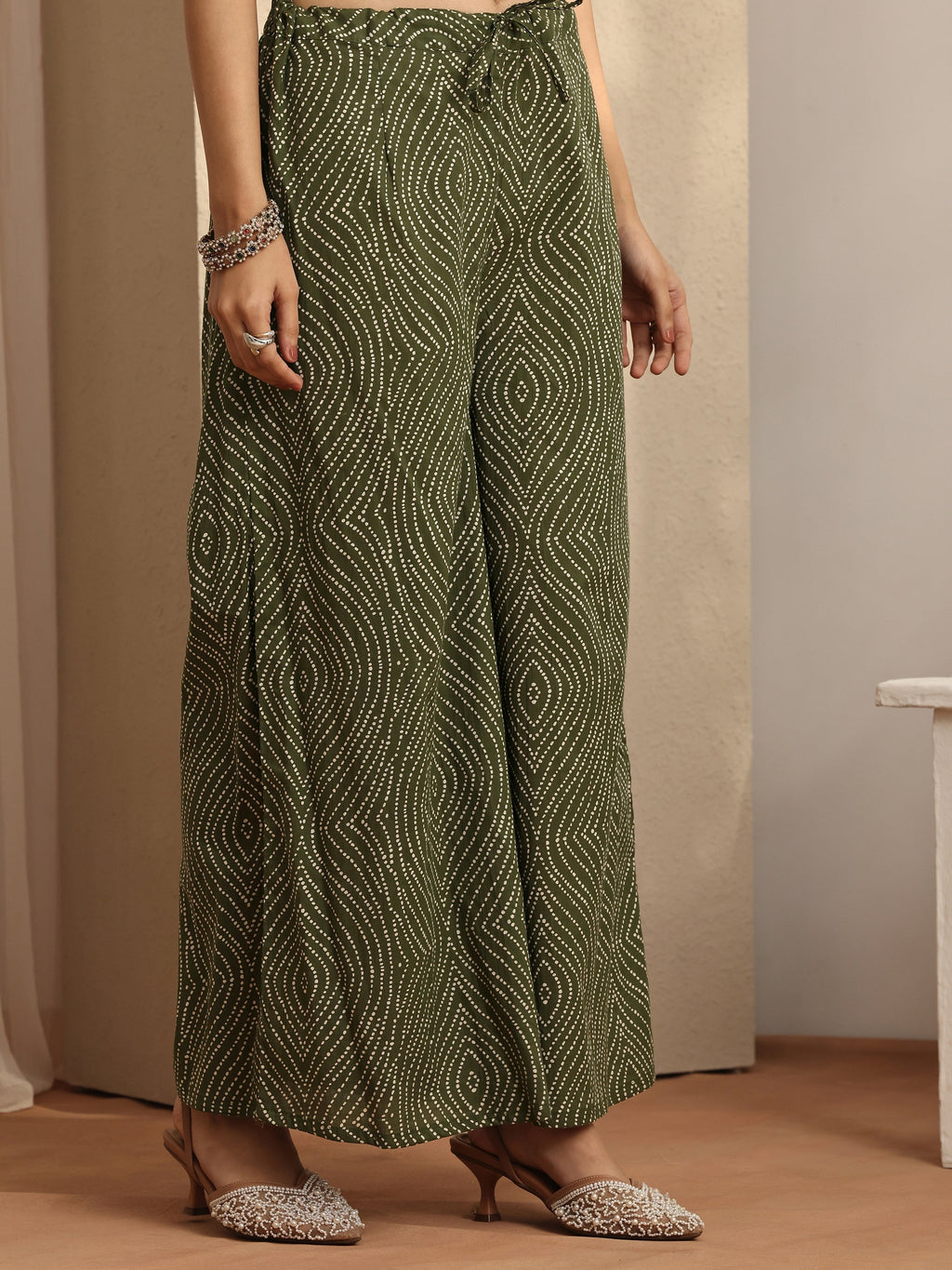 Libas Olive Printed Cotton Straight Suit Set With Dupatta