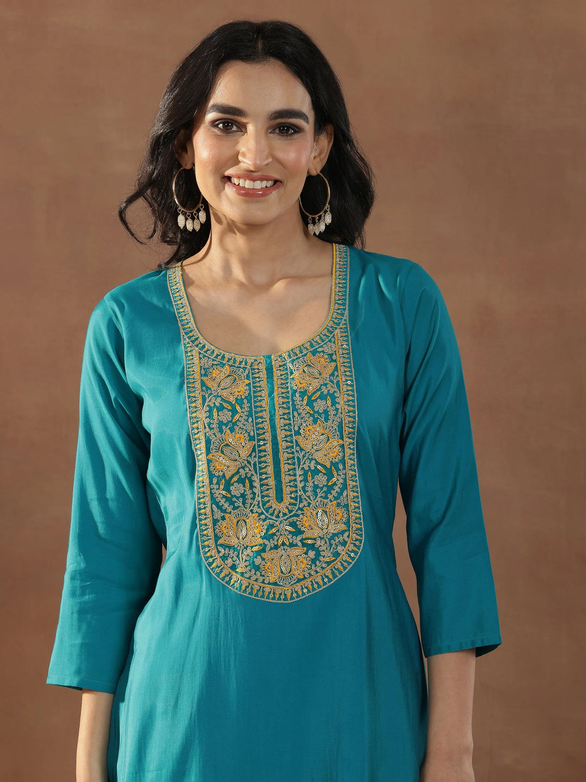 Gerua Green Yoke Design Silk Blend Straight Suit Set With Dupatta