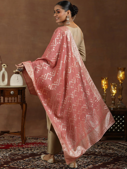 Gerua Beige Yoke Design Silk Blend Straight Suit With Dupatta