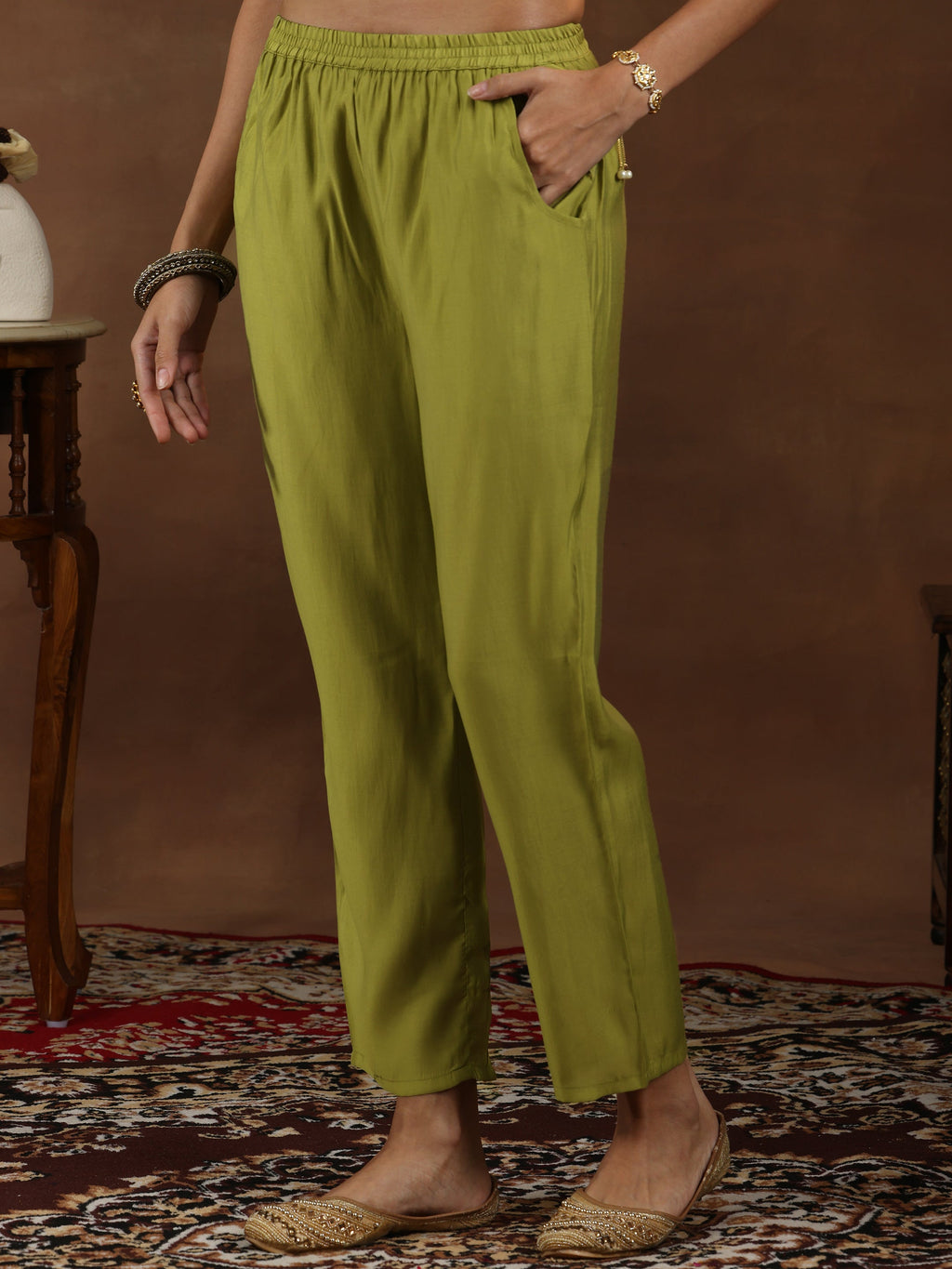 Gerua Green Yoke Design Silk Blend Straight Suit With Dupatta