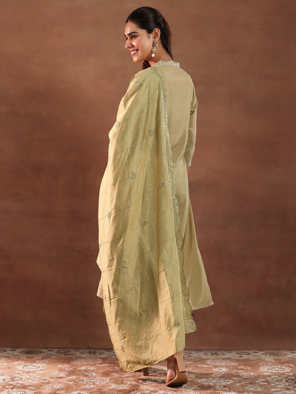 Gerua Golden Embroidered Silk Blend Straight Suit With Dupatta