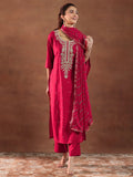 Gerua Red Embroidered Silk Blend Straight Suit With Dupatta-color issye