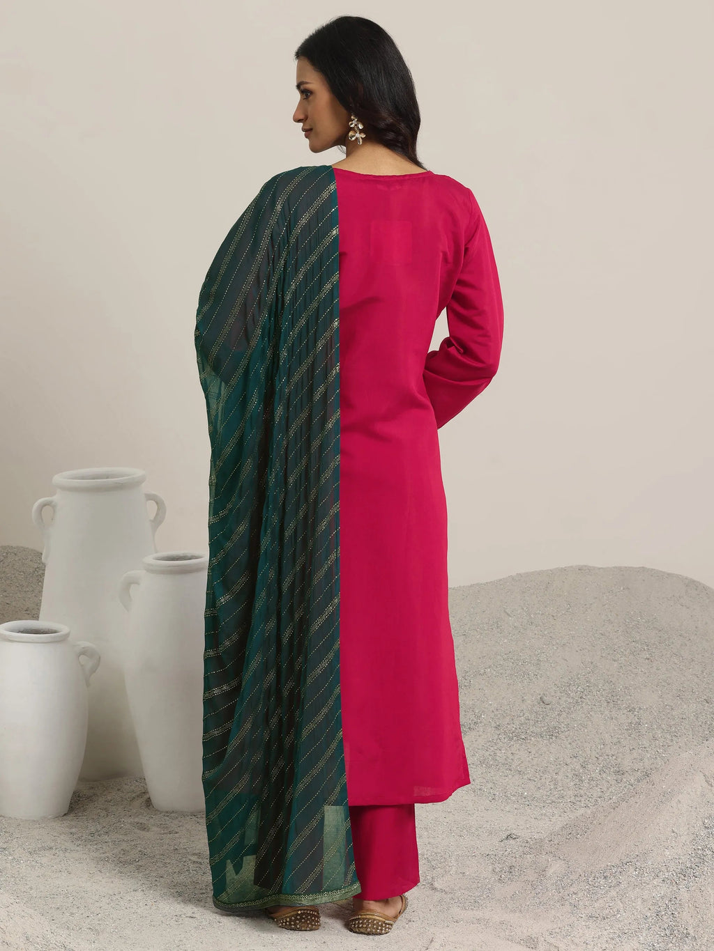 Gerua Red Embroidered Silk Blend Straight Suit Set With Dupatta