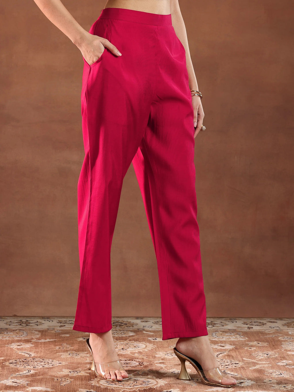 Gerua Red Embroidered Silk Blend Straight Suit With Dupatta-color issue