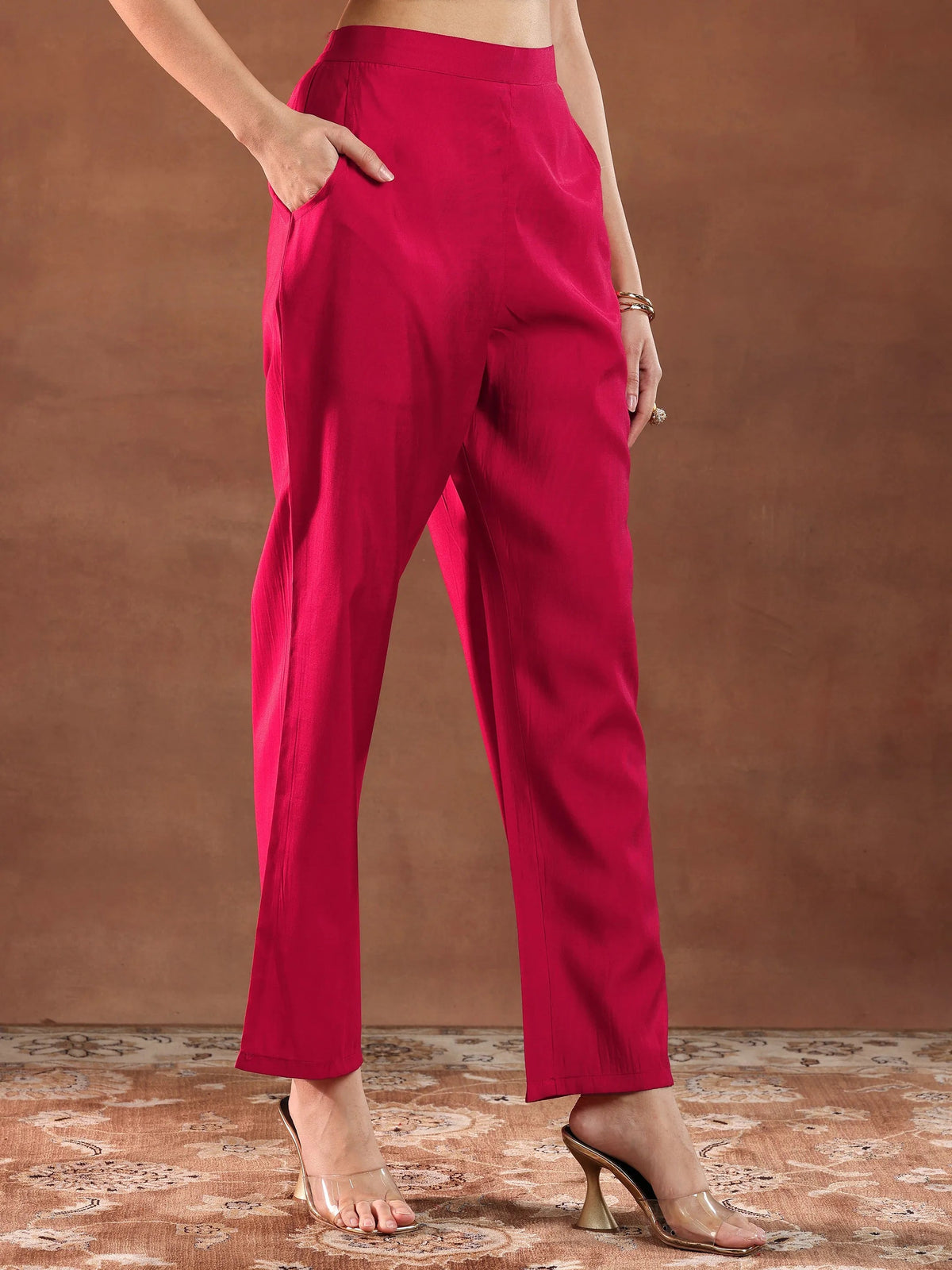 Gerua Red Embroidered Silk Blend Straight Suit With Dupatta-color issue