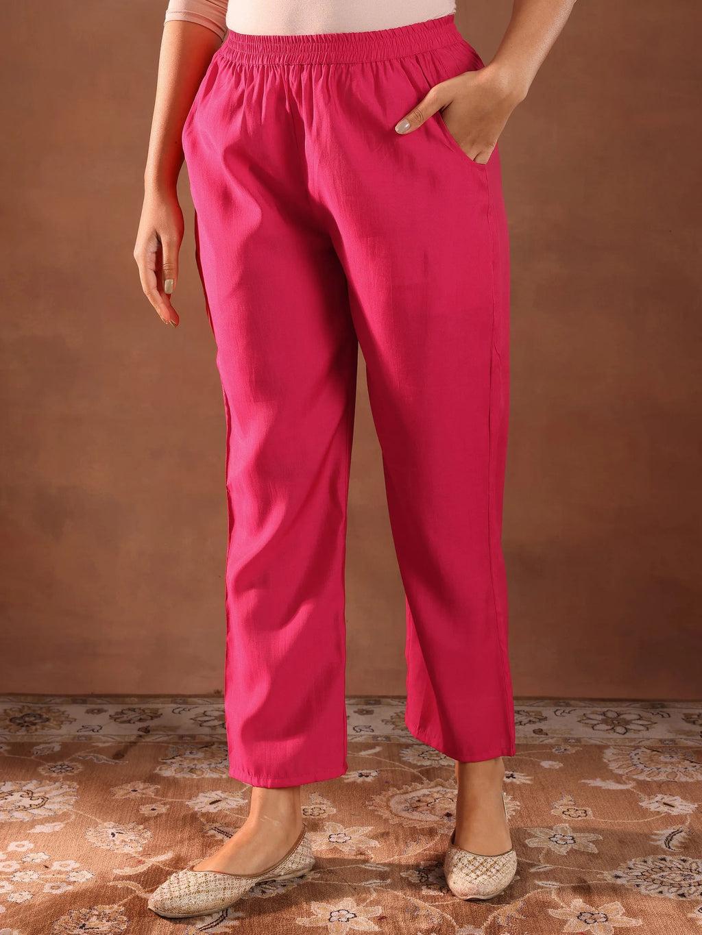 Gerua Pink Embroidered Silk Blend Straight Suit With Dupatta