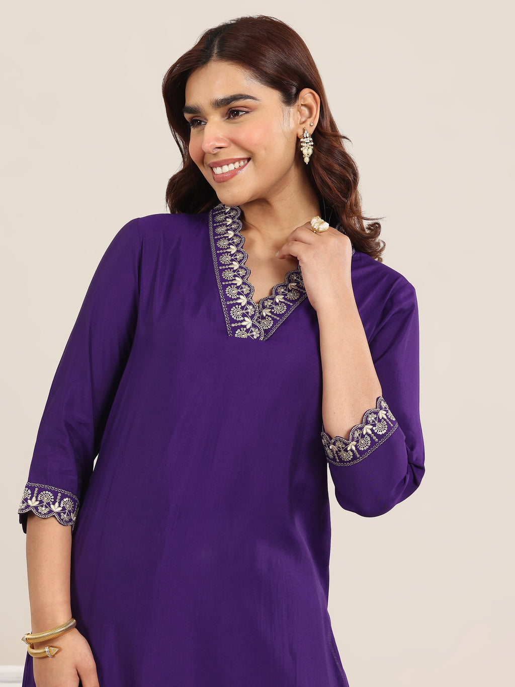 Gerua Purple Yoke Design Silk Blend Straight Suit With Dupatta