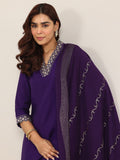 Gerua Purple Yoke Design Silk Blend Straight Suit With Dupatta
