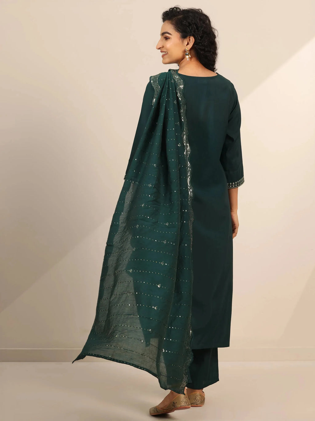 Gerua Teal Yoke Design Silk Blend Straight Suit With Dupatta