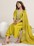 Gerua Green Yoke Design Silk Blend Straight Suit Set With Dupatta