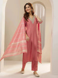 Gerua Peach Embroidered Silk Blend Straight Suit Sets With Dupatta