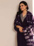 Gerua Burgundy Yoke Design Silk Blend Straight Suit Set With Dupatta