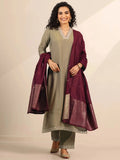 Gerua Golden Solid Silk Blend Straight Suit Set With Dupatta