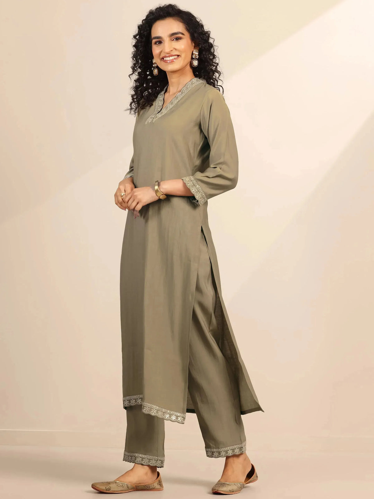 Gerua Golden Solid Silk Blend Straight Suit Set With Dupatta