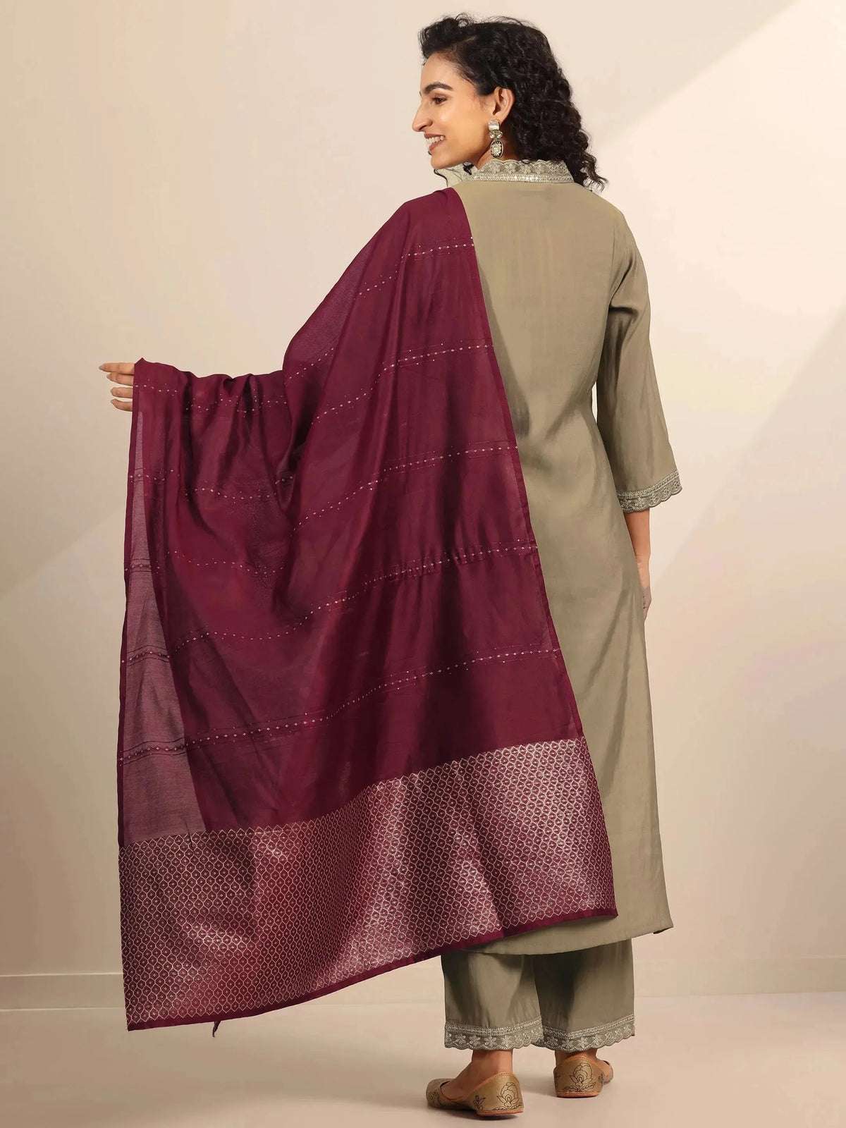 Gerua Golden Solid Silk Blend Straight Suit Set With Dupatta