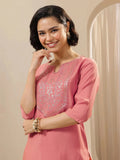 Gerua Peach Embroidered Silk Blend Straight Suit Sets With Dupatta