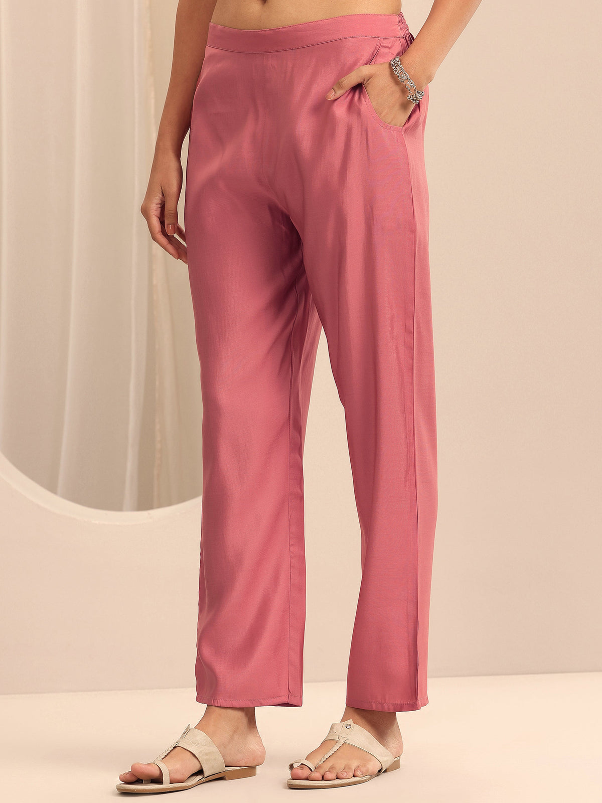 Gerua Peach Embellished Silk Blend Straight Suit Set With Dupatta