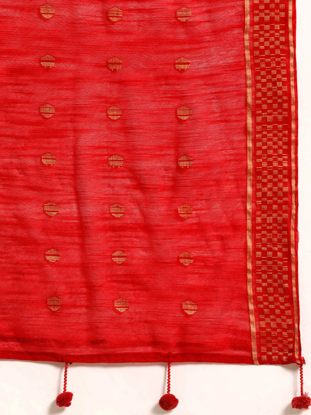 Gerua Red Solid Rayon Anarkali Suit With Dupatta