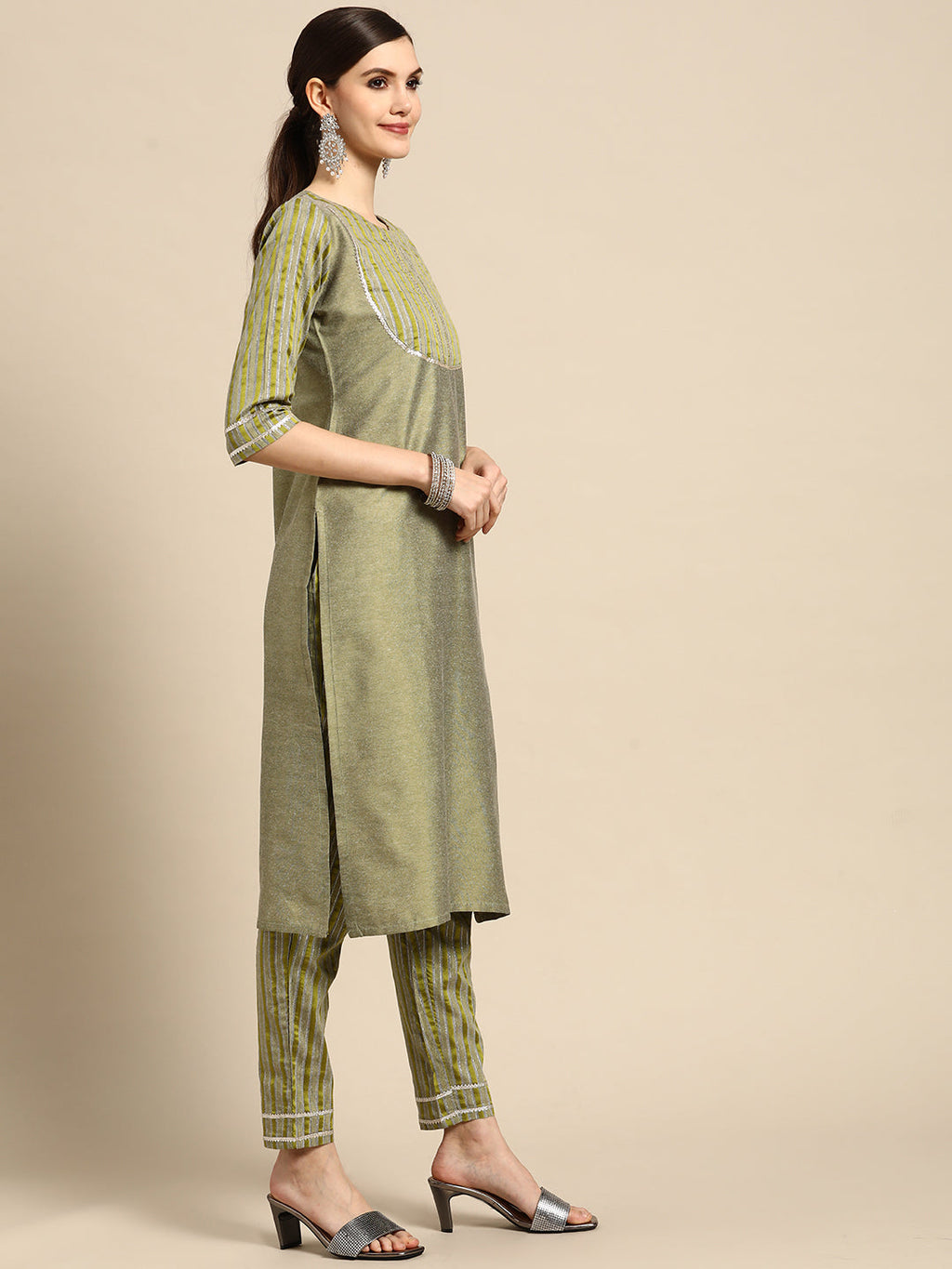 Gerua Green Yoke Design Cotton Blend Suit Set