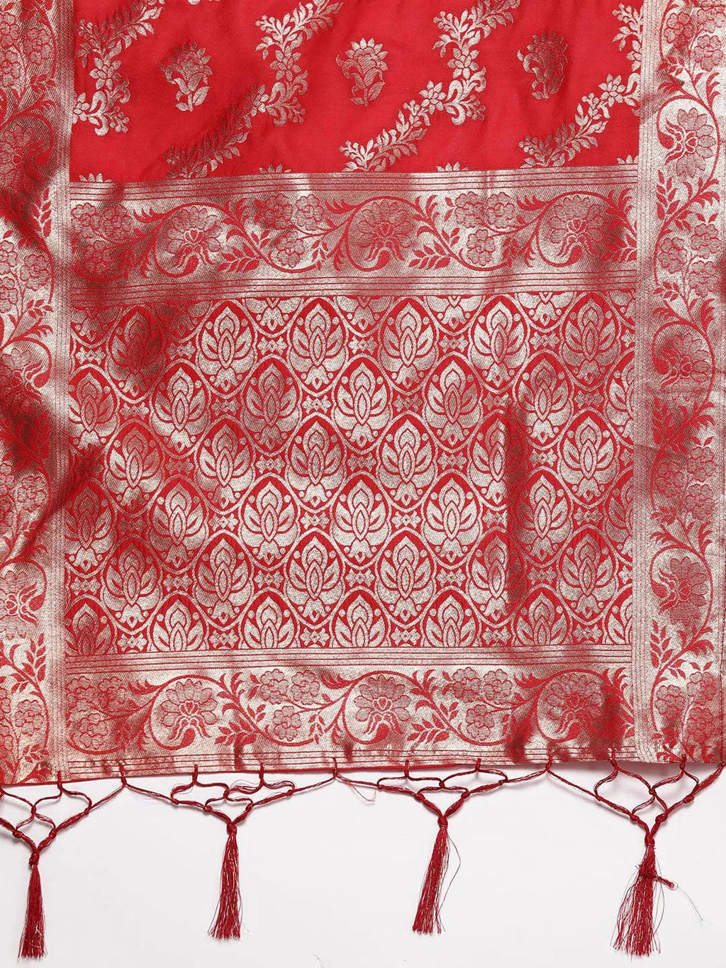 Gerua Red Silk Blend Solid Straight Suit With Dupatta