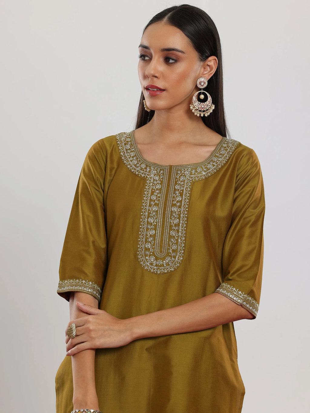 Gerua Mustard Yoke Design Silk Blend Straight Suit With Dupatta