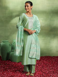 Gerua Green Embroidered Silk Blend Straight Suit With Dupatta