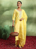 Gerua Yellow Embroidered Silk Blend Straight Suit With Dupatta