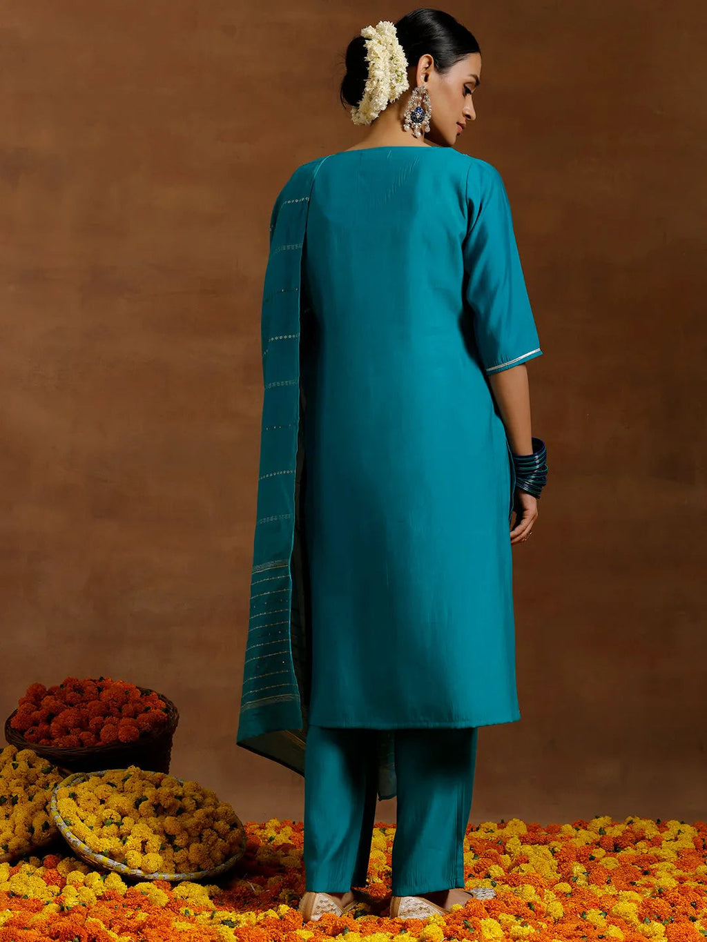 Gerua Green Yoke Design Silk Blend Straight Suit With Dupatta