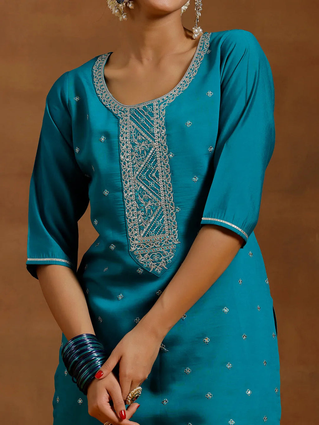 Gerua Green Yoke Design Silk Blend Straight Suit With Dupatta