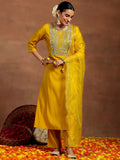 Gerua Mustard Yoke Design Silk Blend Straight Suit With Dupatta