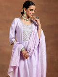 Gerua Lavender Yoke Design Silk Blend Straight Suit With Dupatta