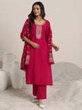 Gerua Red Yoke Design Silk Blend Straight Suit With Dupatta