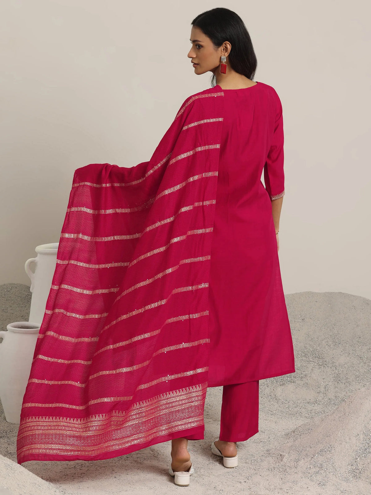 Gerua Red Yoke Design Silk Blend Straight Suit With Dupatta