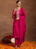 Gerua Pink Yoke Design Silk Blend Straight Suit With Dupatta