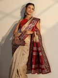 Libas Beige Woven Design Silk Blend Saree