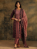 Libas Brown Ajrakh Printed Cotton Straight Suit Set