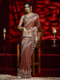 Libas Copper Solid Silk Blend Saree