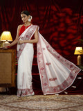 Libas Cream Paisley Embroidered Silk blend Saree