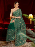 Libas Green Floral Embroidered Georgette Saree