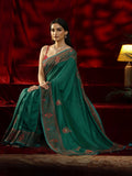Libas Green Paisley Embroidered Silk blend Saree